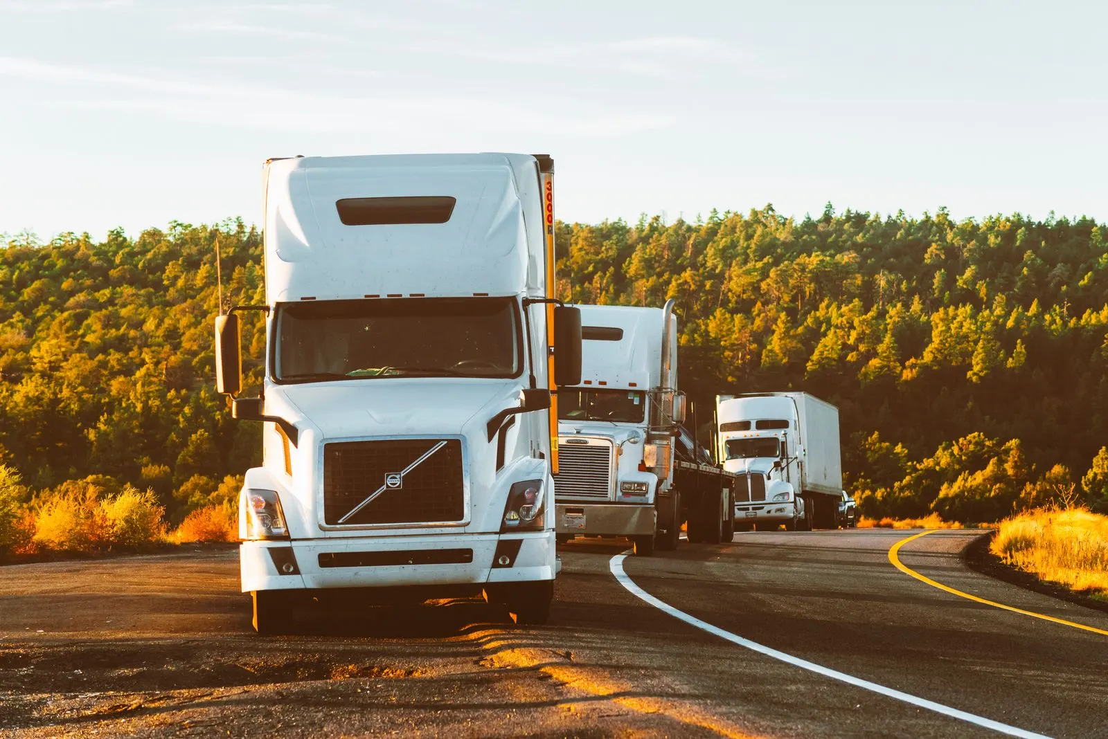Semi-trailer truck on a highway